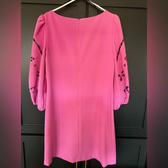 NWT Vince Camuto Pink Eyelet Sleeve Shift Dress Puff Sleeve Mini ~ Size 12 🌺 - Picture 9 of 12